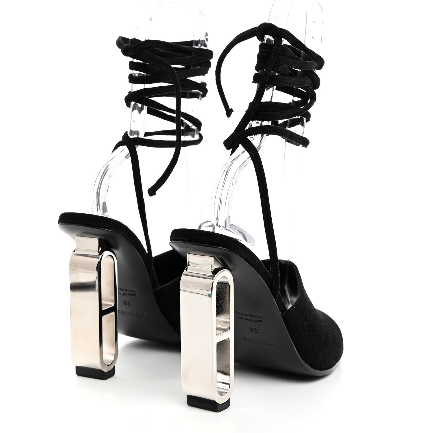 Hermes Chevre Velours Image 100 Sandals 38 Black 4 of 8