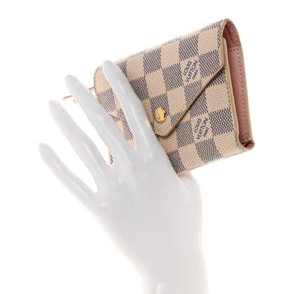 Louis Vuitton Damier Azur Victorine Wallet Rose Ballerine 2 of 8