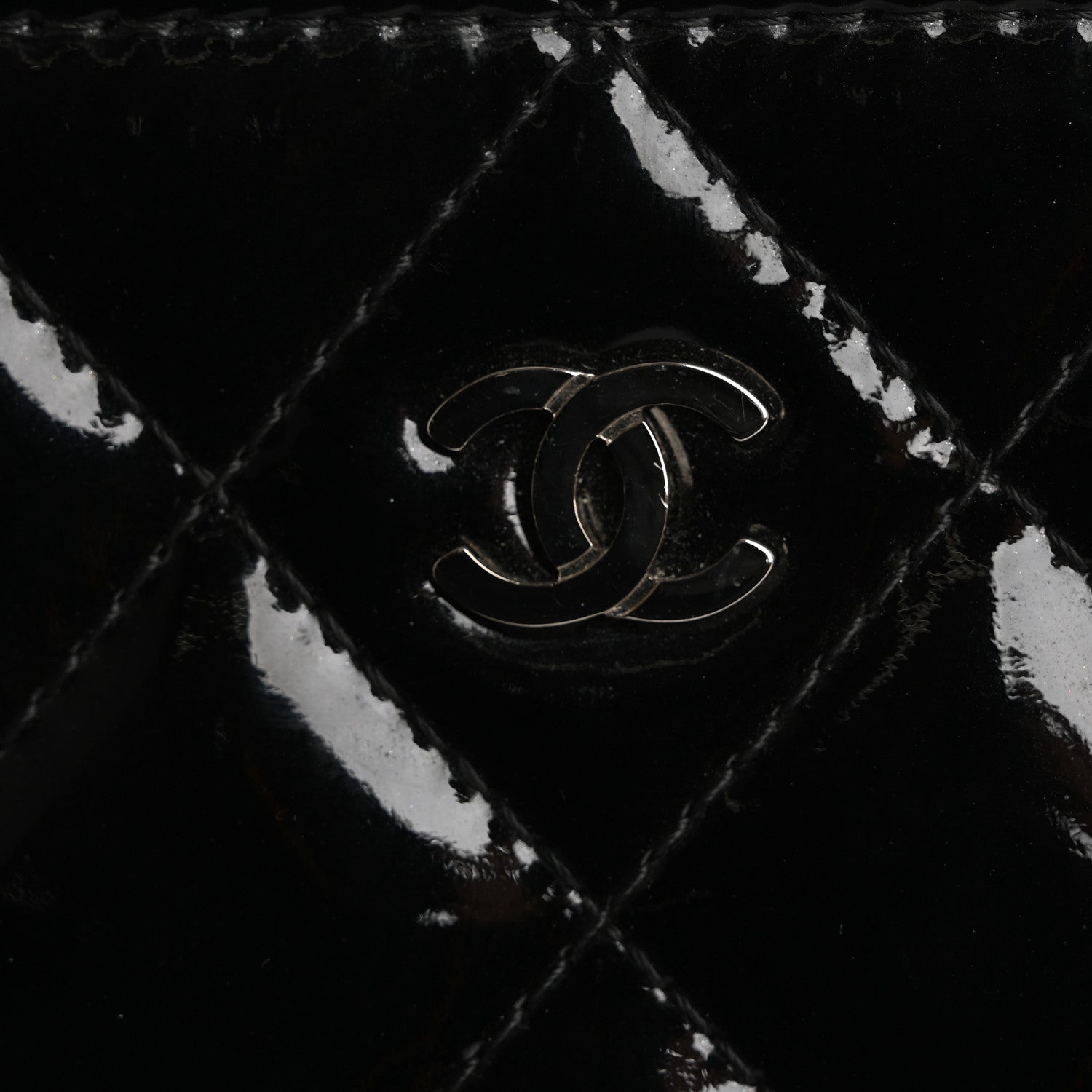 Chanel Patent Calfskin Quilted Medium Cosmetic Case Black 10 of 11