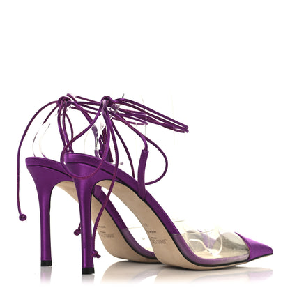 Jimmy Choo Satin PVC Farley 95 Pumps 38 Purple 5 of 8