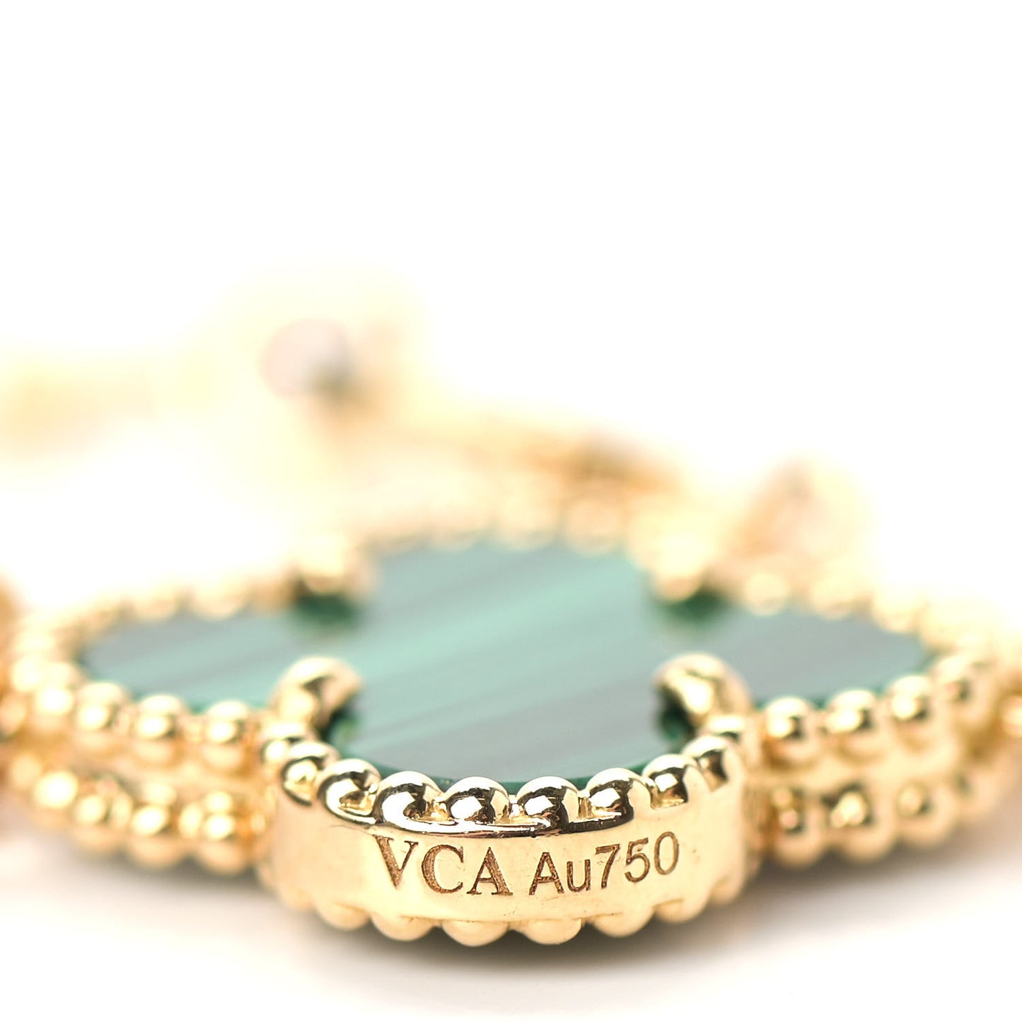 18K Yellow Gold Malachite 20 Motifs Vintage Alhambra Necklace