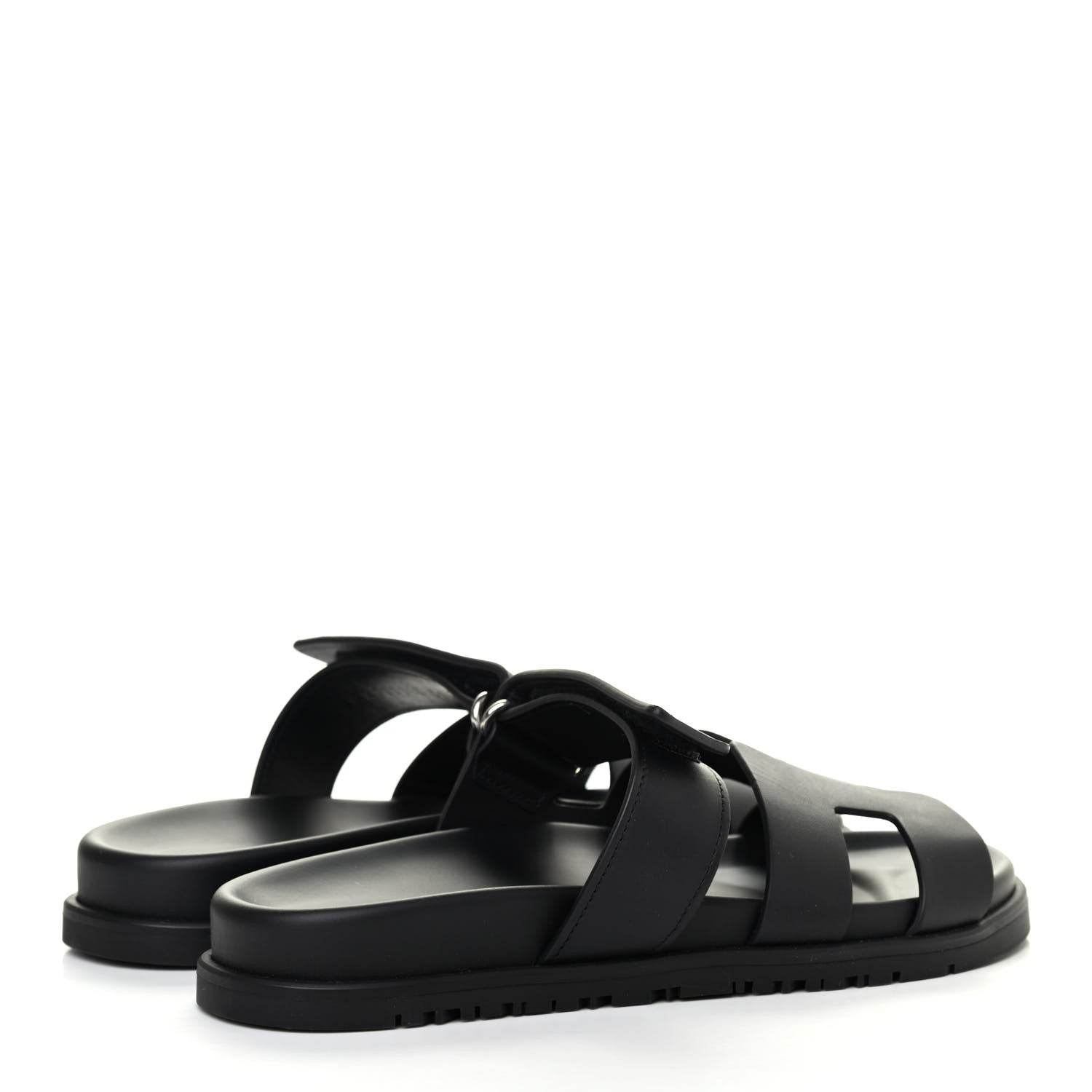 Hermes Calfskin Womens Chypre Sandals 37 Black 3 of 4