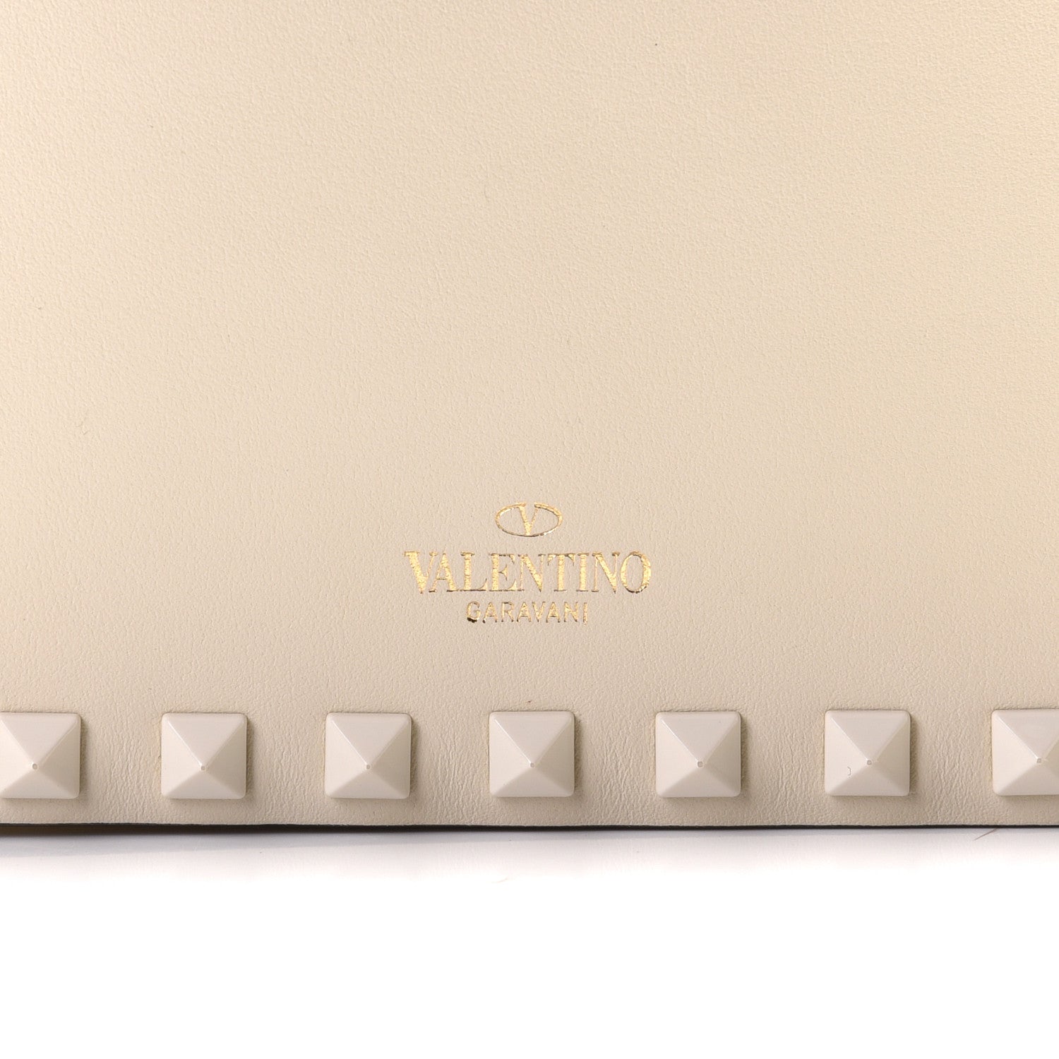 Valentino Garavani Calfskin Lacquered Monochrome Rockstud Wallet on Chain Ivory 5 of 8