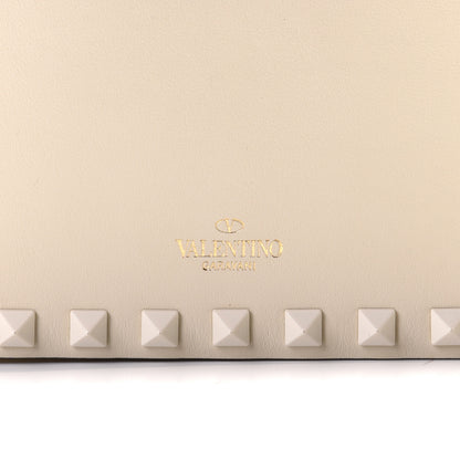 Valentino Garavani Calfskin Lacquered Monochrome Rockstud Wallet on Chain Ivory 5 of 8