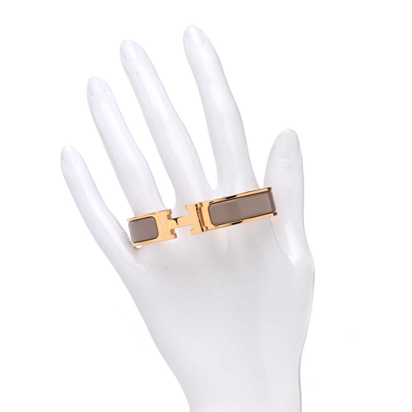 Enamel Narrow Clic Clac H Bracelet PM Marron Glace
