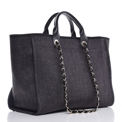 Chanel Woven Straw Raffia Large Deauville Tote Black 3 of 9
