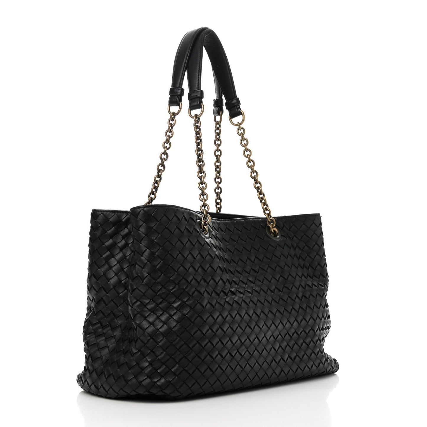 Nappa Intrecciato Medium Classic Chain Strap Tote Black
