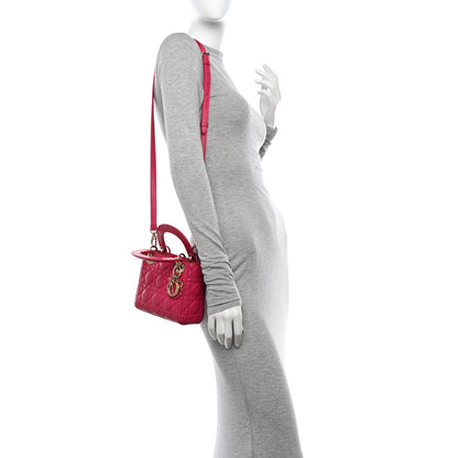 Christian Dior Lambskin Cannage Mini Lady Dior Fuchsia 2 of 15