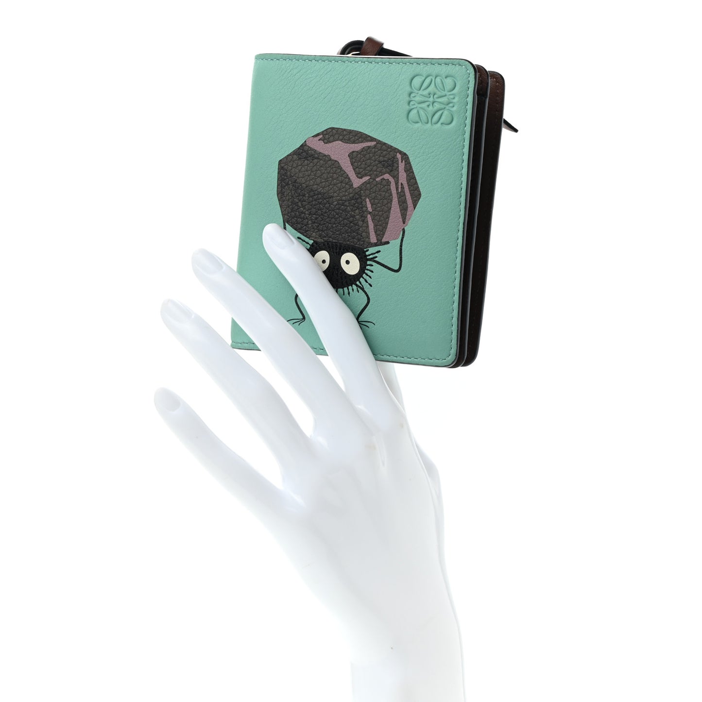 X SPIRITED AWAY Calfskin Susuwatari Compact Zip Wallet Fresh Mint