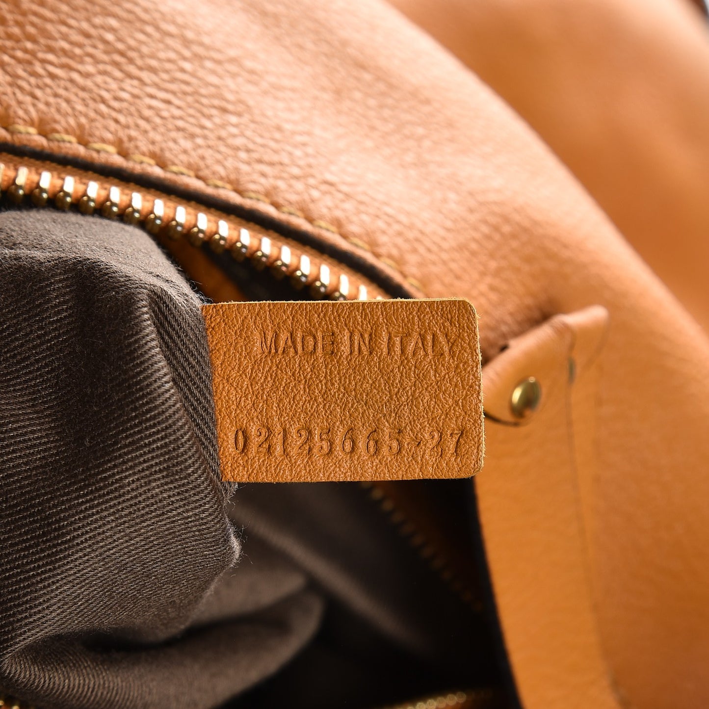 Calfskin Large Marcie Satchel Brown Sugar