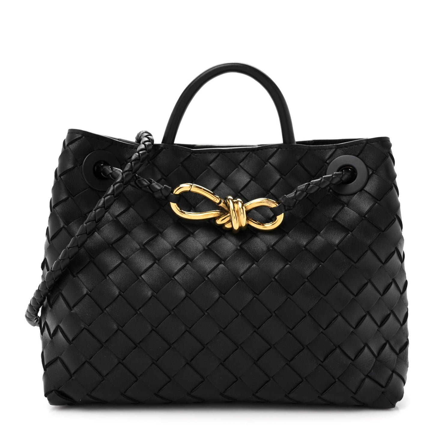 Nappa Intrecciato Small Andiamo Shoulder Bag Black