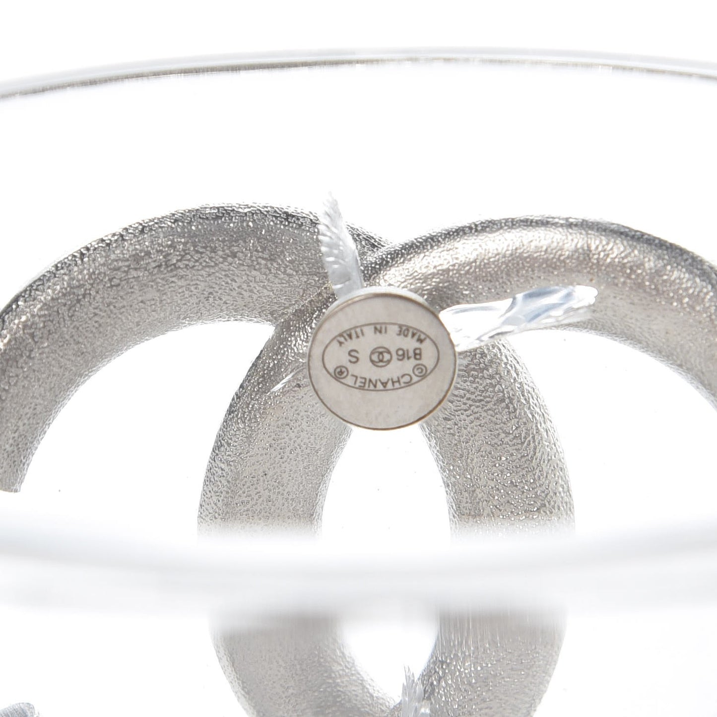 Lucite Baguette Crystal CC Cuff Transparent Silver