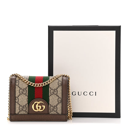 Gucci GG Supreme Monogram Web Ophidia Chain Card Case Wallet Beige New Acero 11 of 11