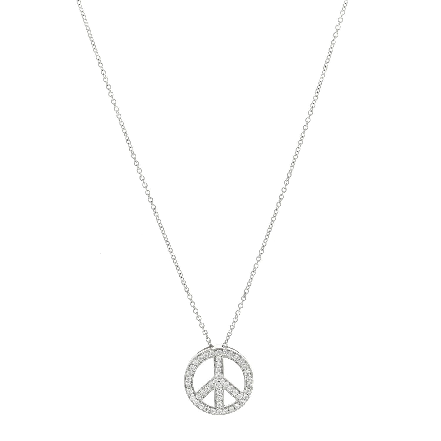 Tiffany Platinum Diamond Small Peace Sign Pendant Necklace 1 of 4