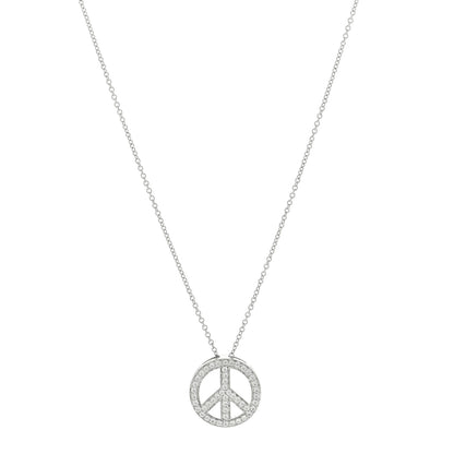 Tiffany Platinum Diamond Small Peace Sign Pendant Necklace 1 of 4