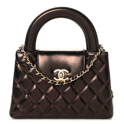 Chanel Metallic Aged Calfskin Quilted Nano Kelly Shopper Dark Brown 1 of 10