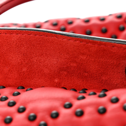Christian Dior Ultra Matte Calfskin Studded Mini Supple Lady Dior Red Black 14 of 23