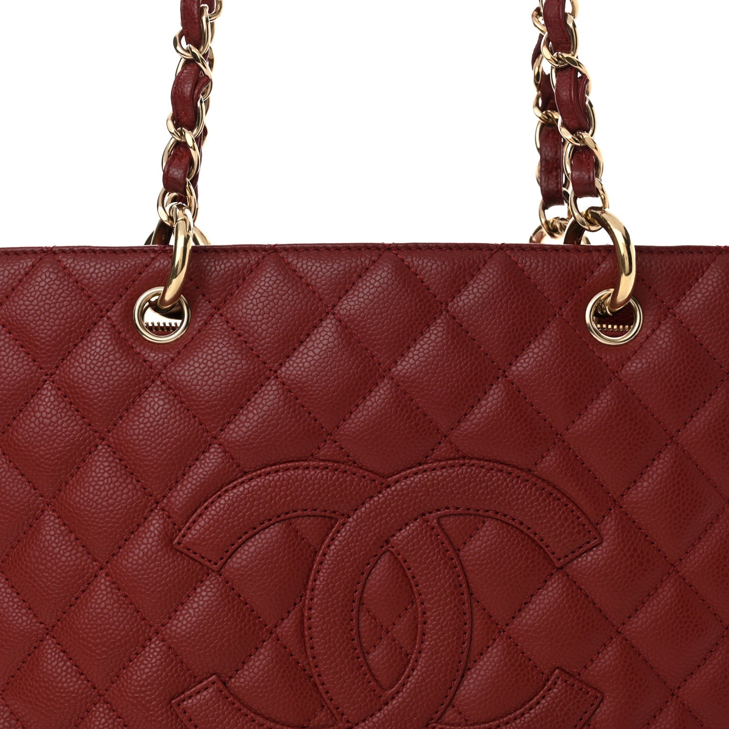 Chanel Caviar Quilted Grand Shopping Tote GST Red 8 of 15