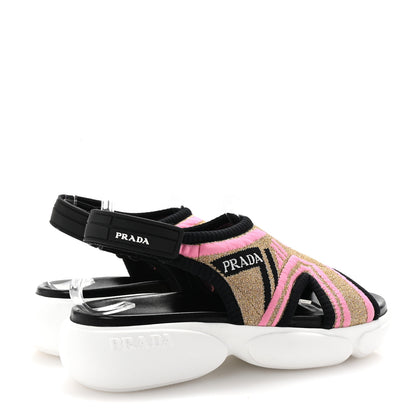 Prada Knit Cloudbust Sandals 35.5 Black Begonia Gold 5 of 9