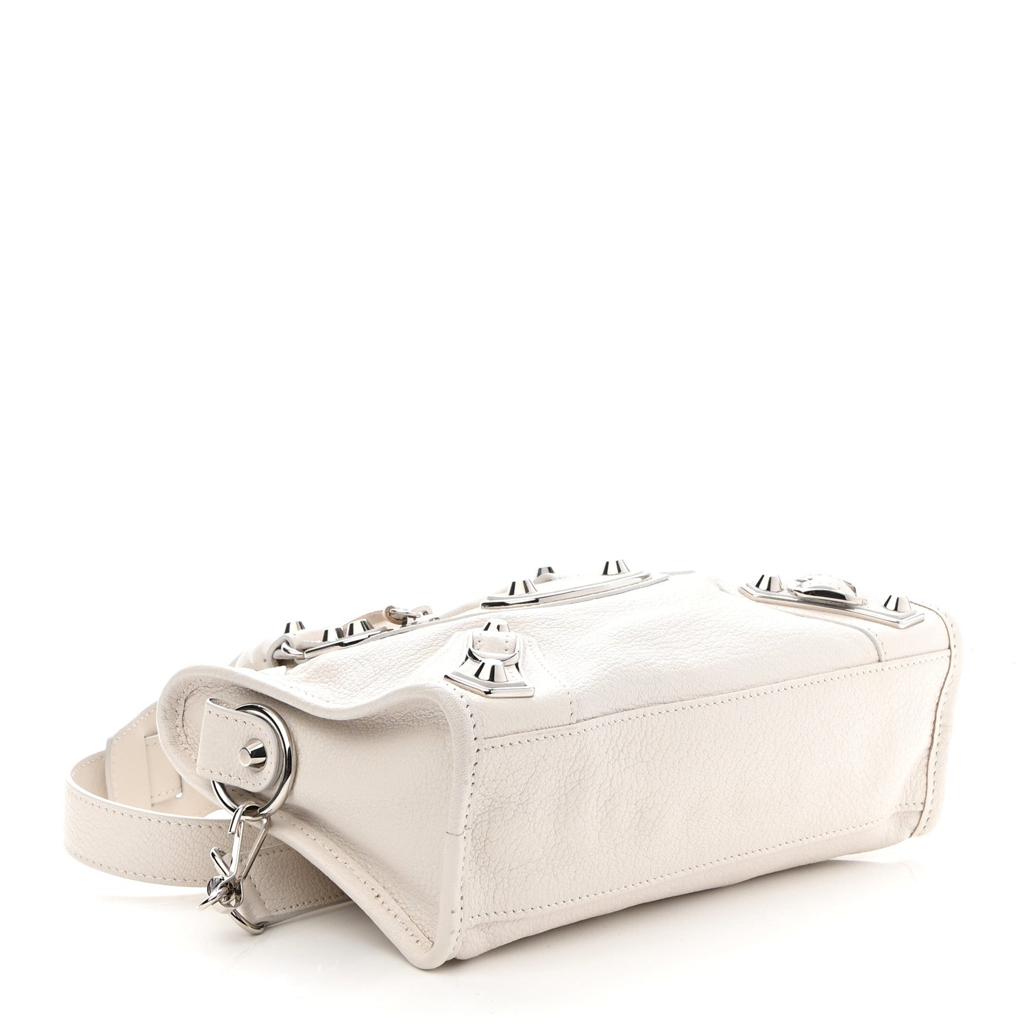 Balenciaga Shiny Goatskin Silver Metallic Edge Hardware Mini City Blanc Neige 4 of 9