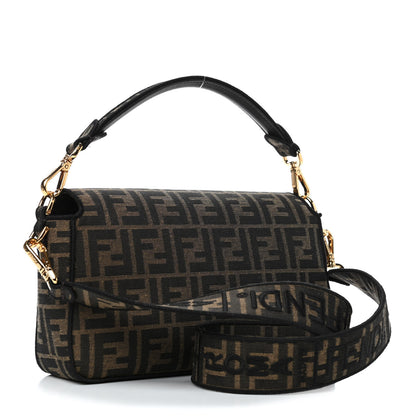 Fendi Fabric Jacquard FF 1974 Medium Baguette Tobacco Moro Black 2 of 4