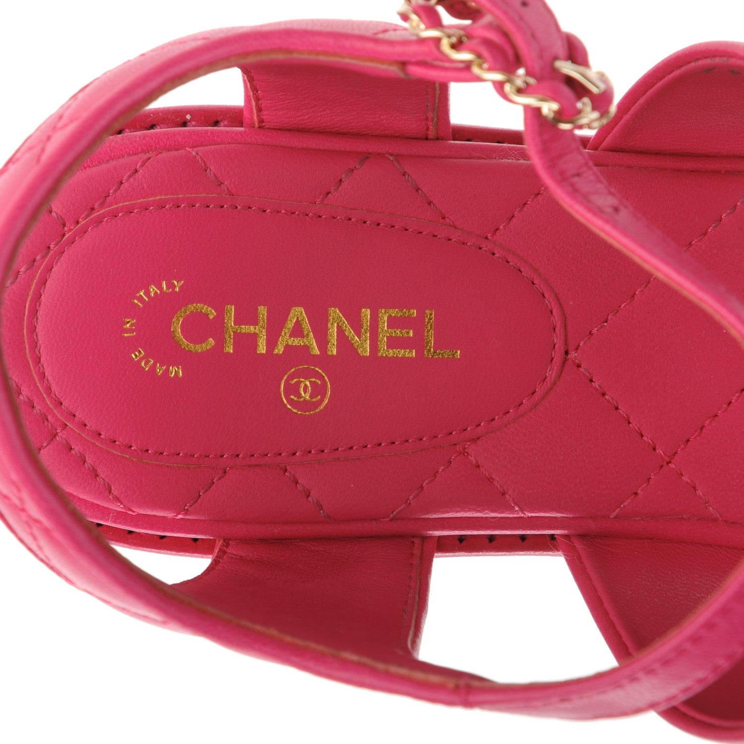 Chanel Lambskin Quilted Chain CC Sandals 40 Fuchsia 7 of 7