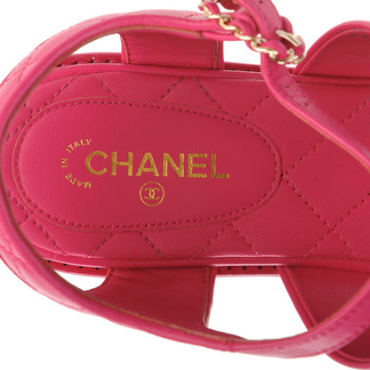 Chanel Lambskin Quilted Chain CC Sandals 40 Fuchsia 7 of 7