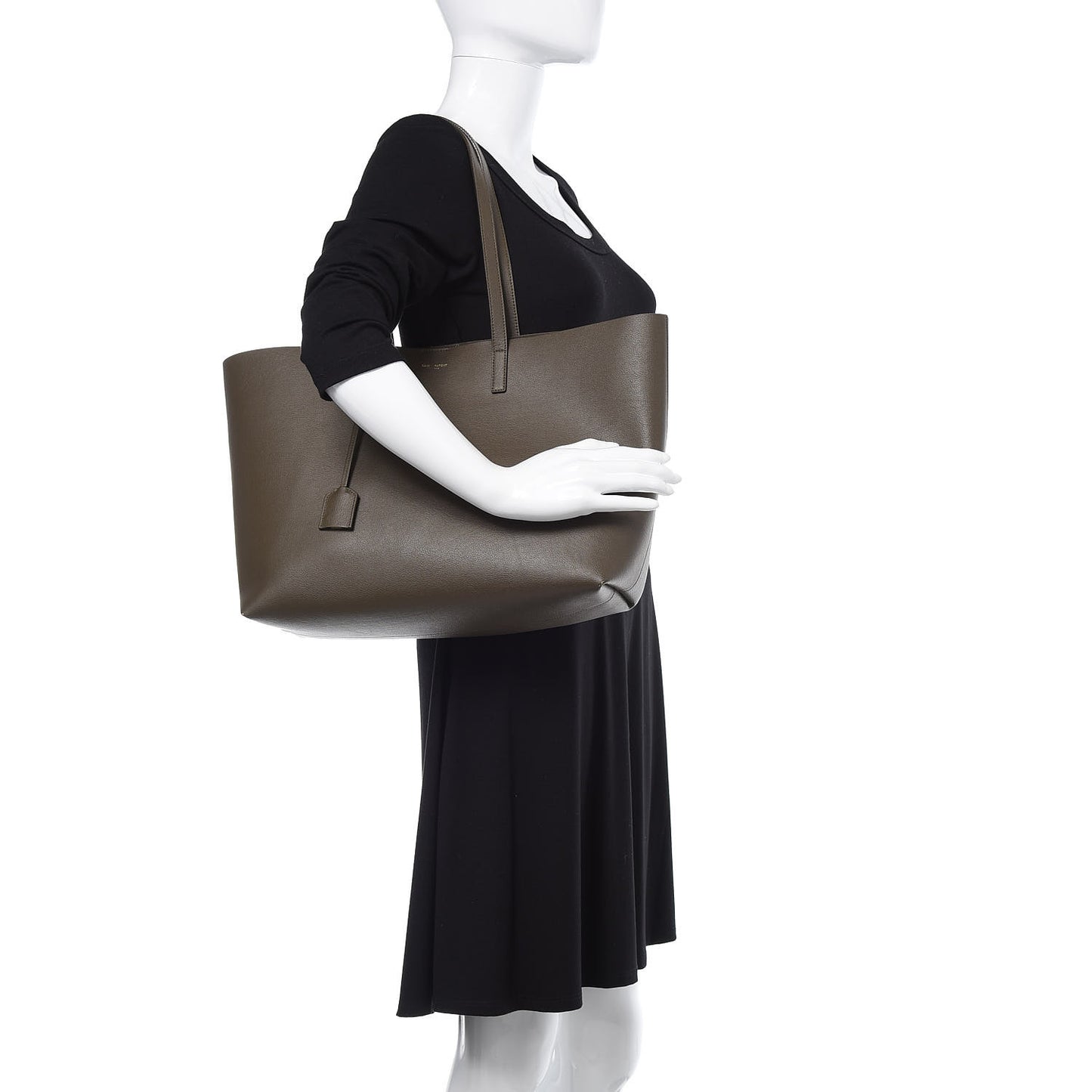 Calfskin Large Shopping Tote Kaki Militaire