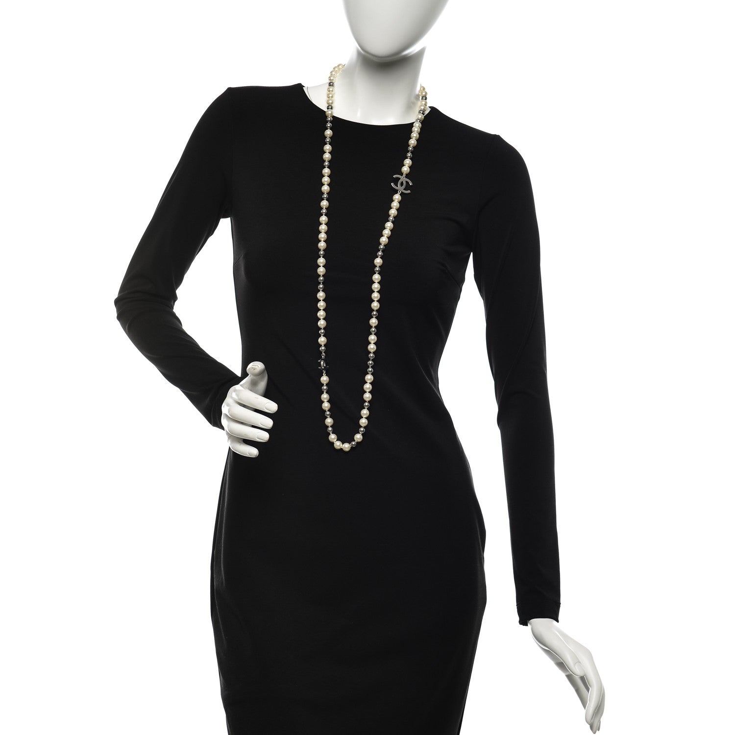 Chanel Ruthenium Pearl Beaded CC Long Necklace 2 of 5