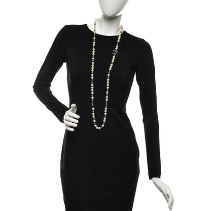 Chanel Ruthenium Pearl Beaded CC Long Necklace 2 of 5