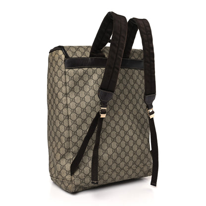 Gucci GG Supreme Monogram Medium Single Buckle Rucksack Backpack Beige Ebony Brown 2 of 9