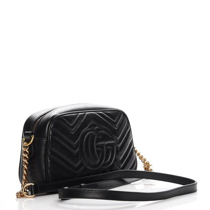 Gucci Calfskin Matelasse Small GG Marmont Chain Shoulder Bag Black 3 of 7