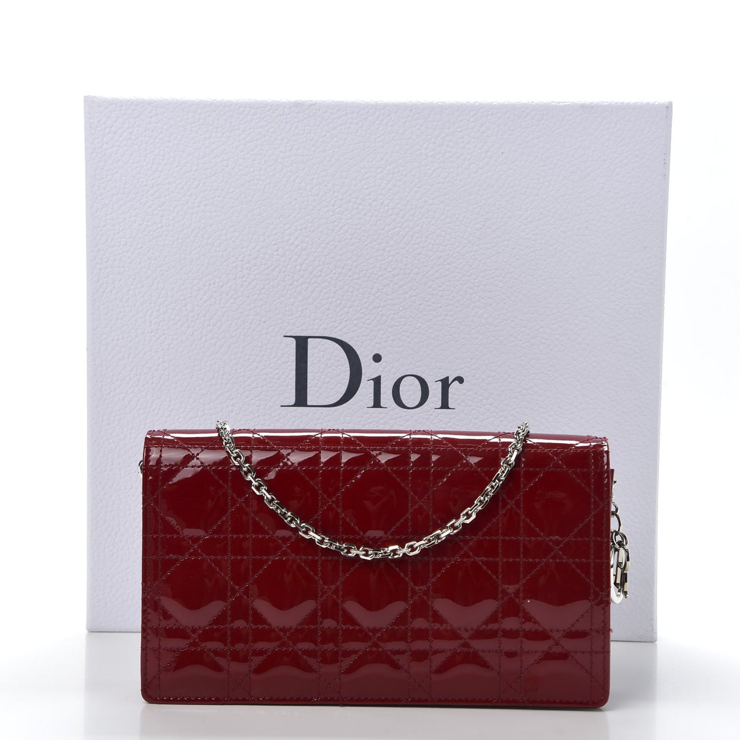Patent Cannage Lady Dior Clutch Red