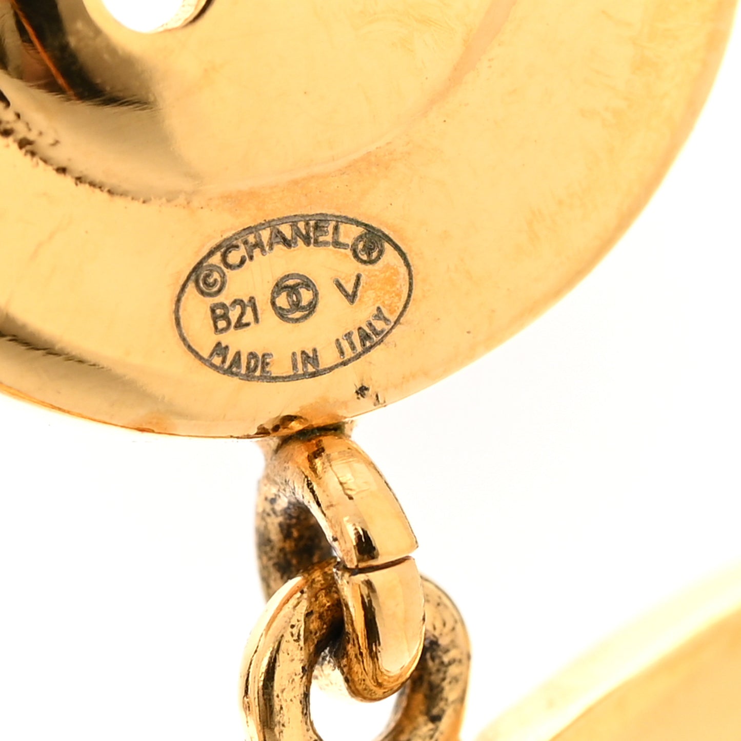 Metal Large Paris Button Earrings Gold