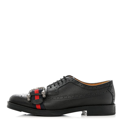 Gucci Calfskin Web Mens Queercore Brogue Derby Loafers 9 Black 1 of 13