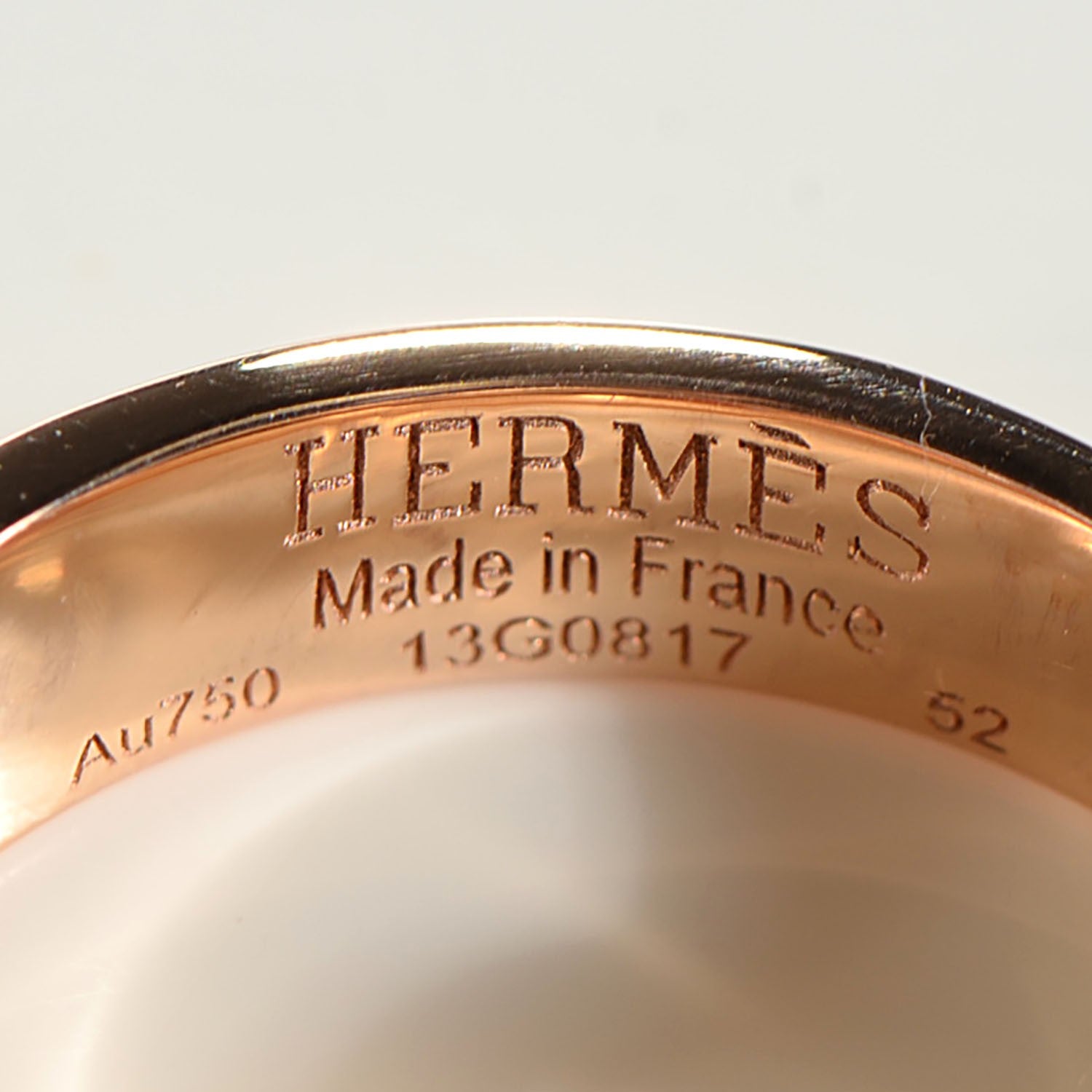 Hermes 18K Rose Gold Diamond Kelly Double Tour Ring 52 6 3 of 3