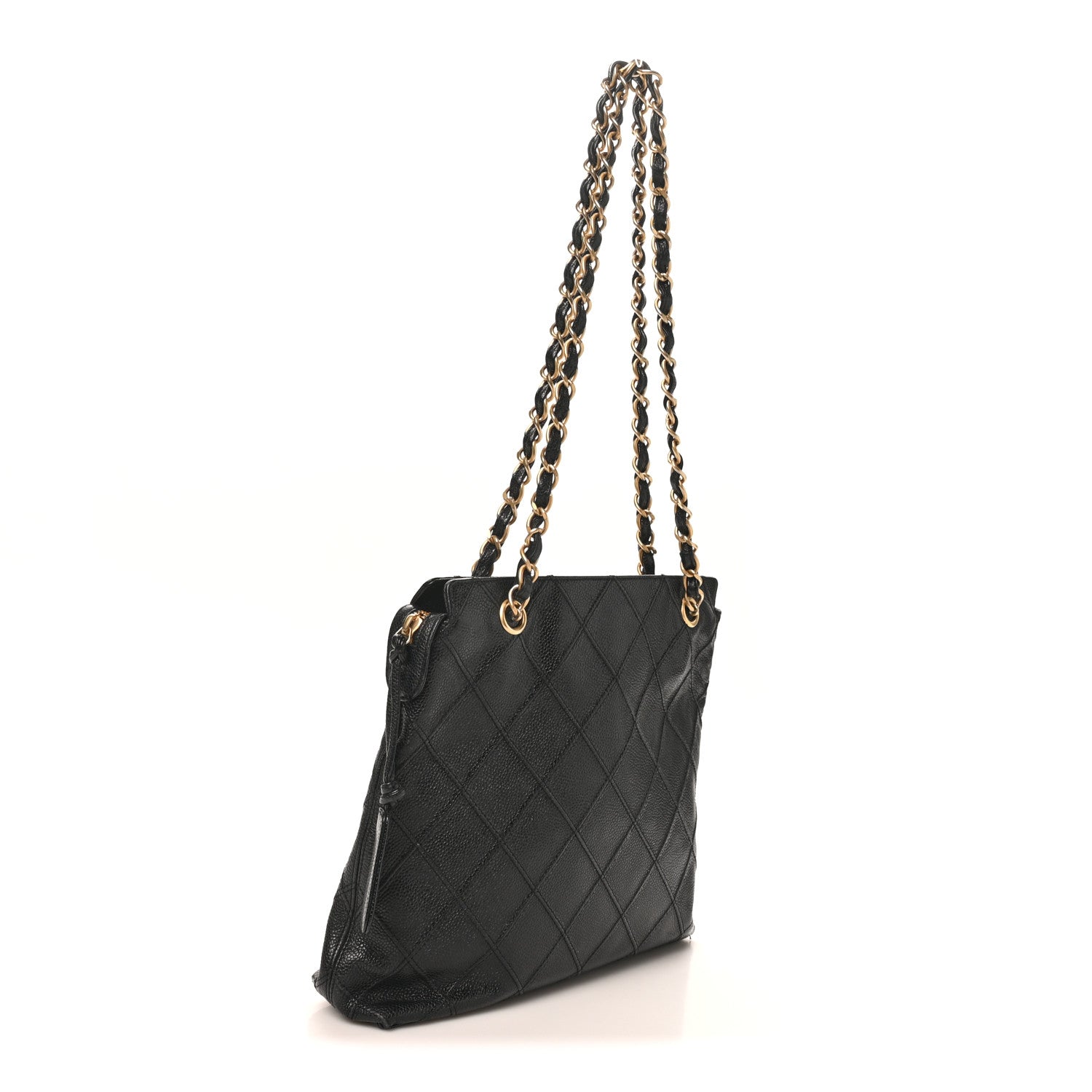 Chanel Caviar Diamond Embossed Shoulder Bag  Black 3 of 11