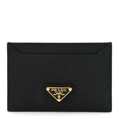 Prada Saffiano Triangle Card Holder Black 1 of 7