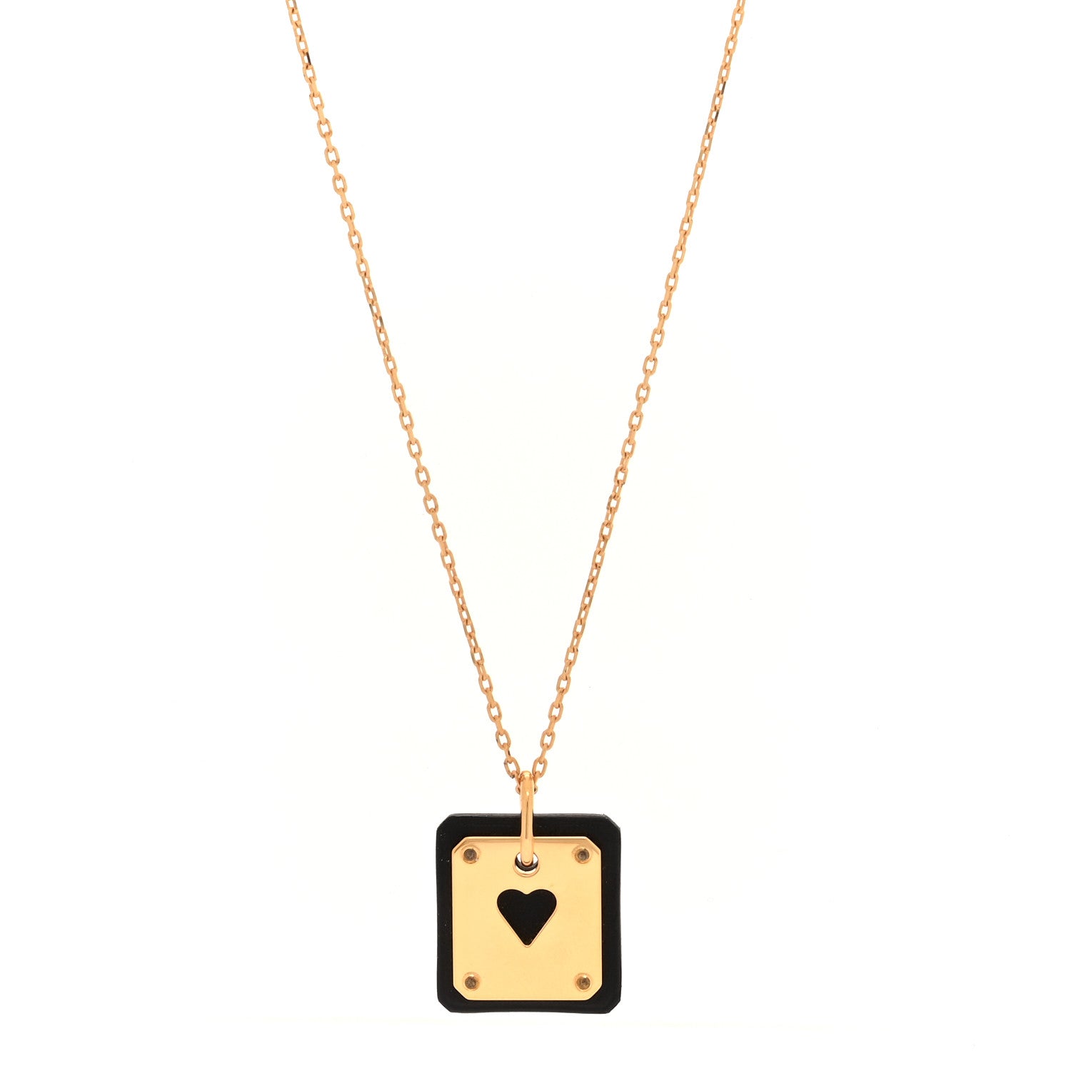 Hermes Gold Plated Swift As De Coeur Necklace Black 1 of 6