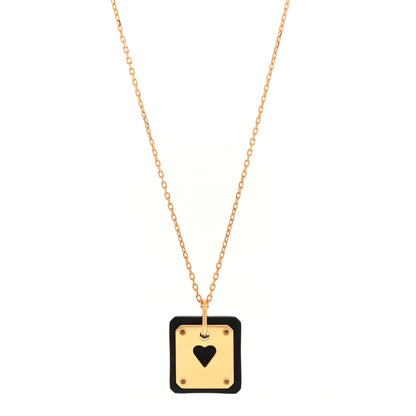 Hermes Gold Plated Swift As De Coeur Necklace Black 1 of 6