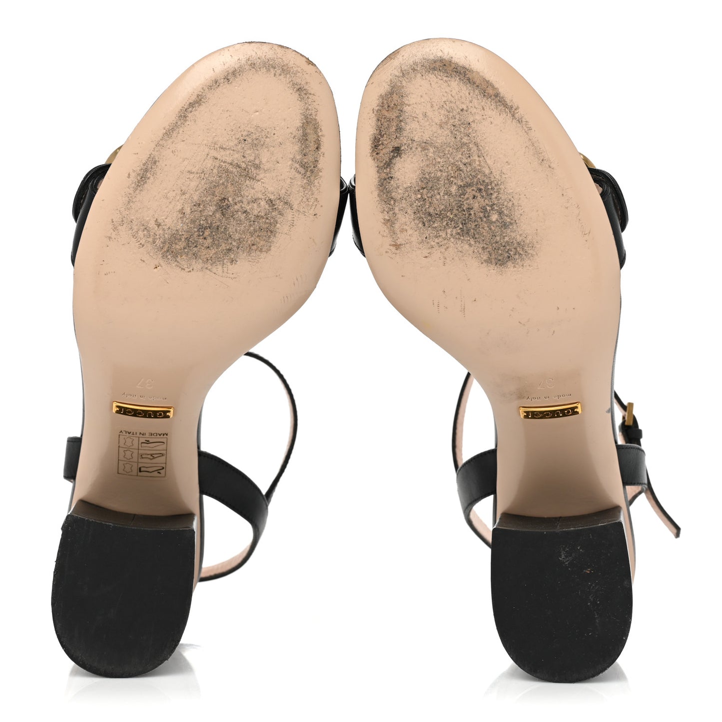 Lifford Calfskin GG Marmont Ankle Wrap 75mm Sandals 37 Black