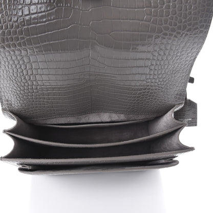 Saint Laurent Calfskin Crocodile Embossed Large Monogram Sunset Fog 6 of 11