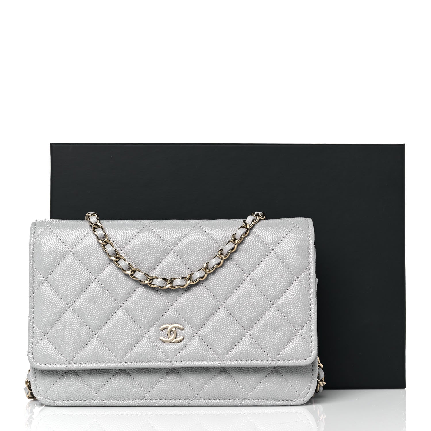 Chanel Caviar Quilted Wallet On Chain WOC Grey 14 of 14