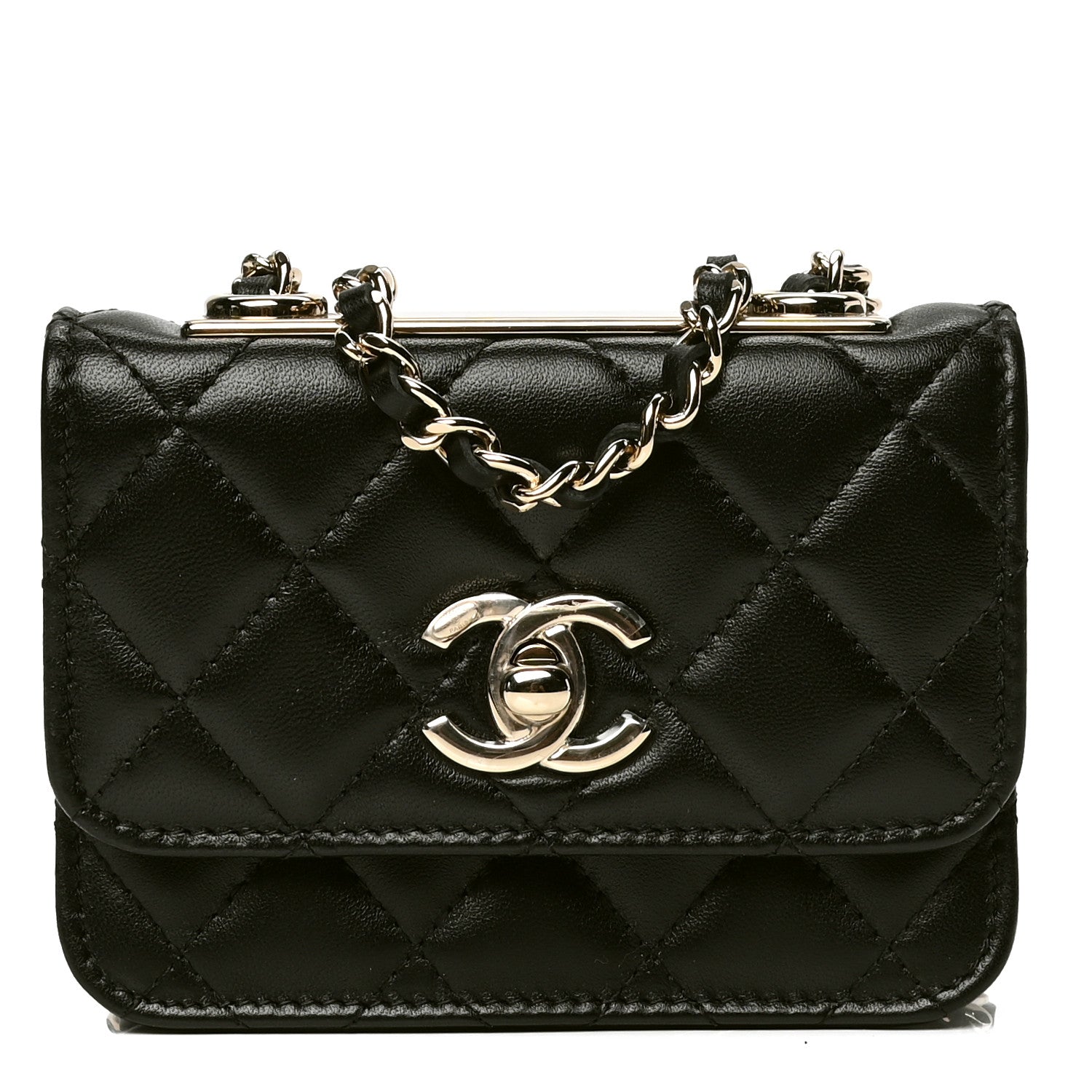 Chanel Lambskin Quilted Trendy CC Card Holder On Chain Black 1 of 4