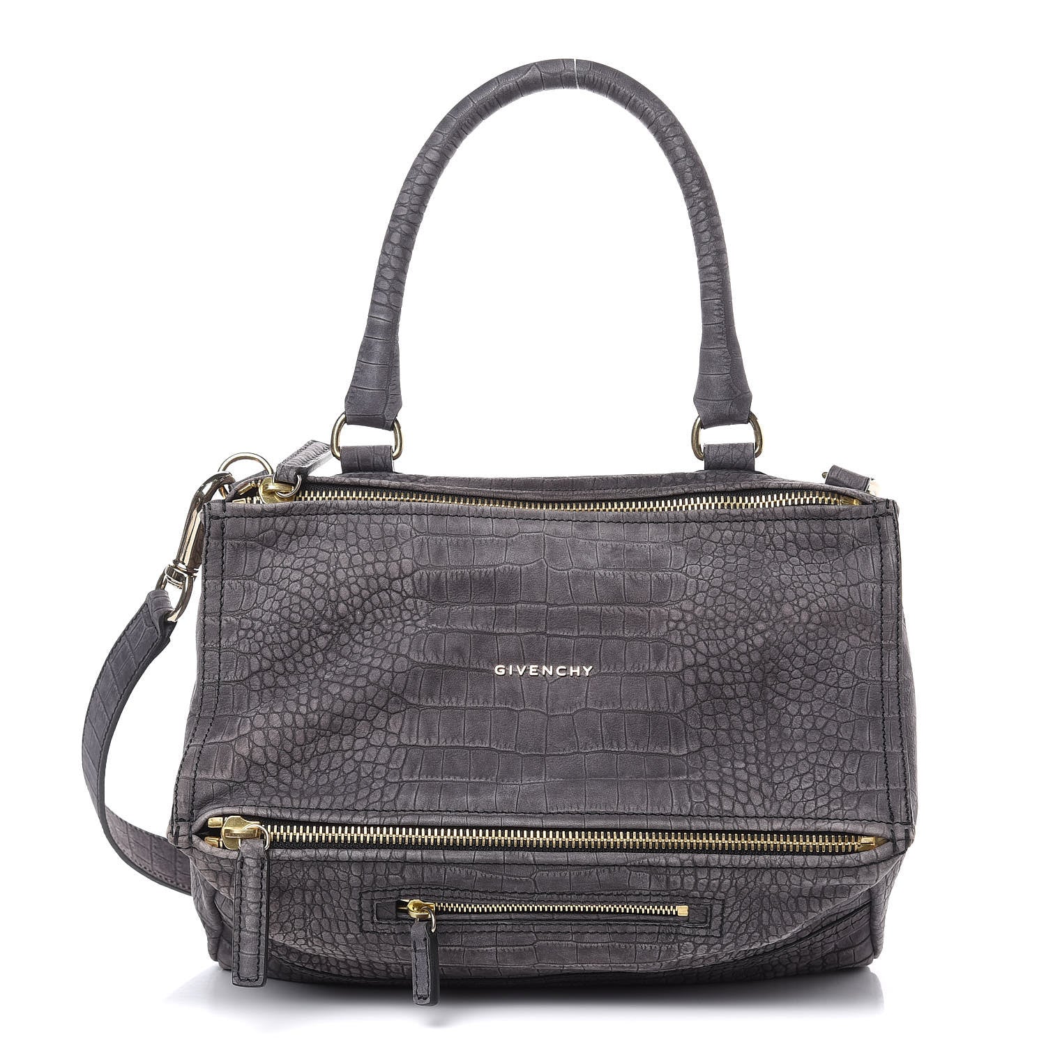 Givenchy Nubuck Crocodile Embossed Medium Pandora Grey 1 of 11