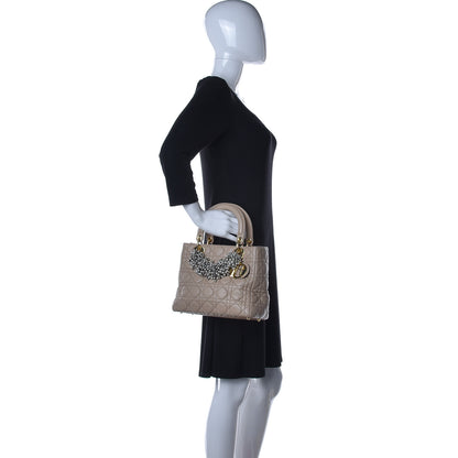 Christian Dior Lambskin Cannage Medium Pearl Lady Dior Beige 2 of 10