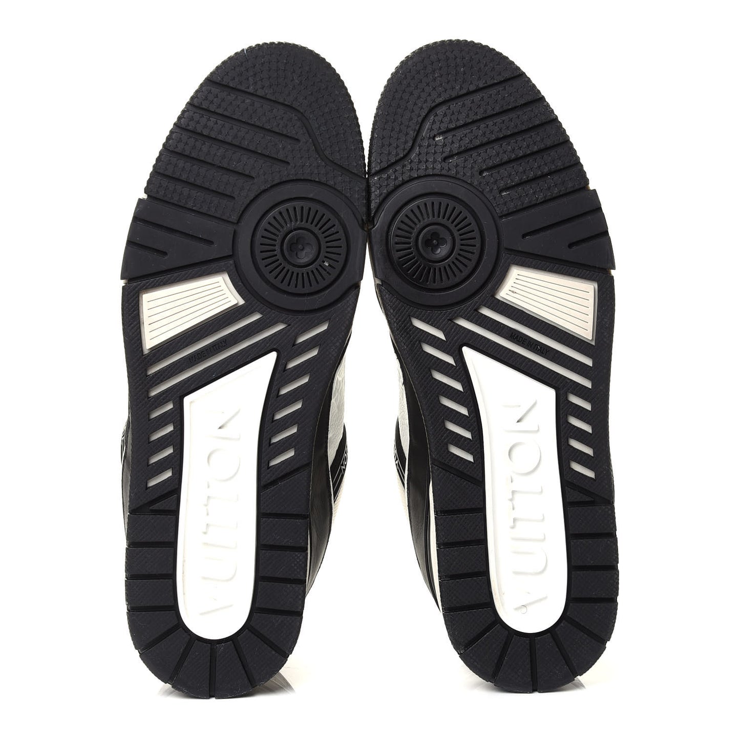 Calfskin Patent Mens LV Trainer Sneakers 9 White Black 8