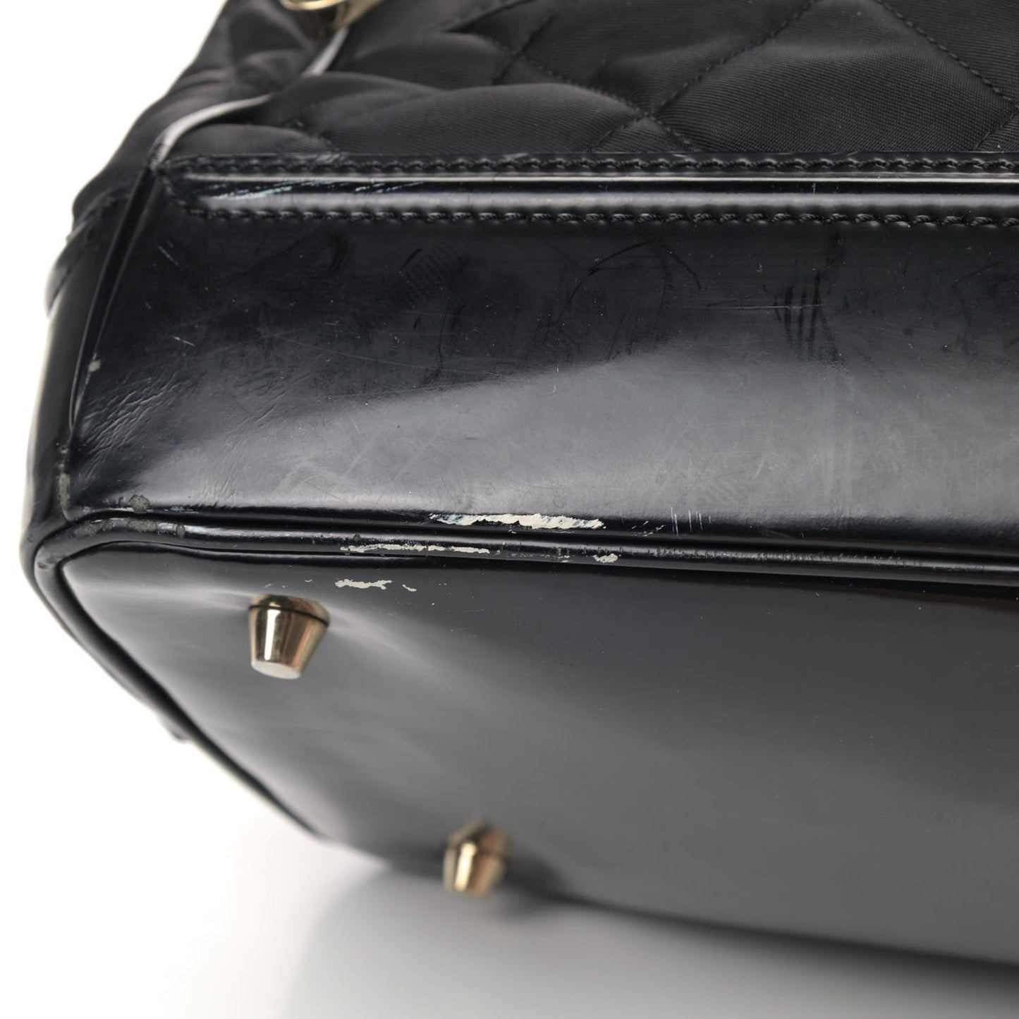Calfskin Nylon Quilted Manor Top Handle Bag Black