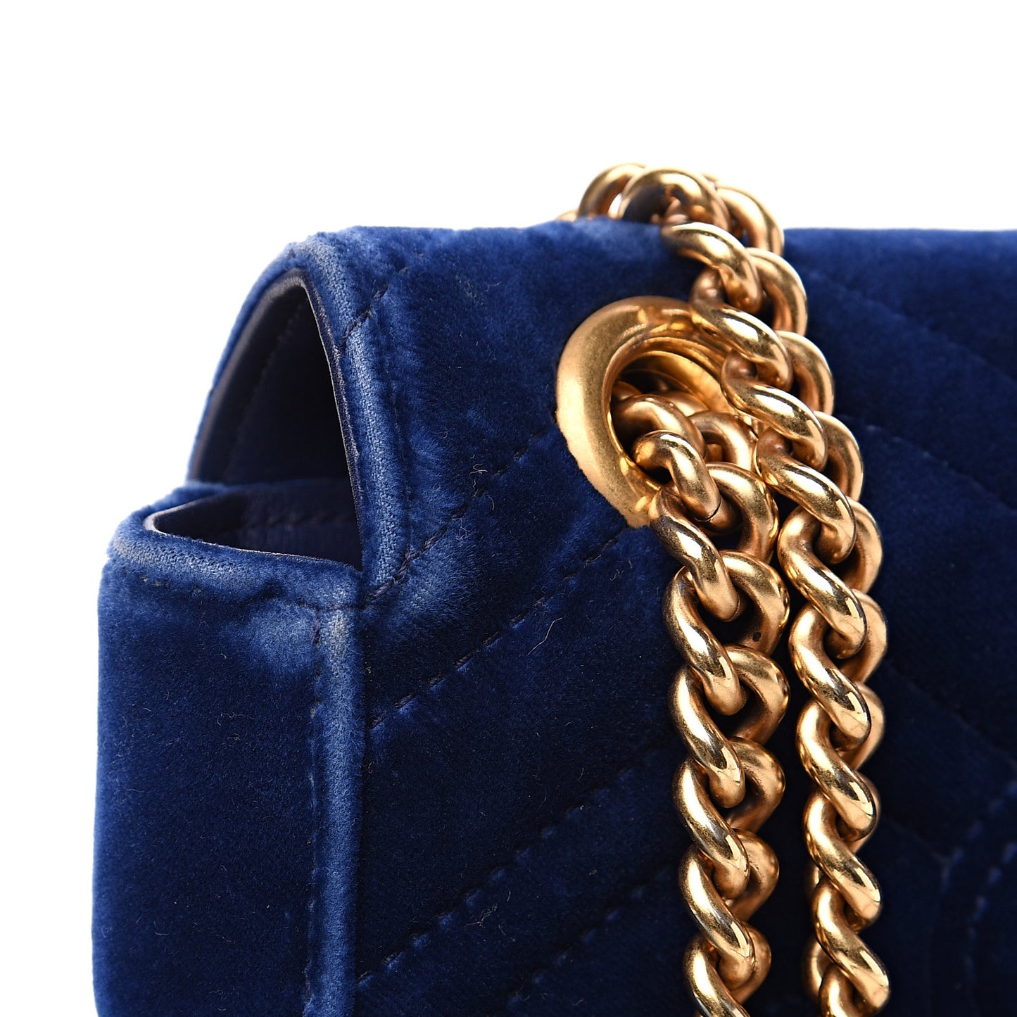 Velvet Matelasse Mini GG Marmont Shoulder Bag Cobalt Blue
