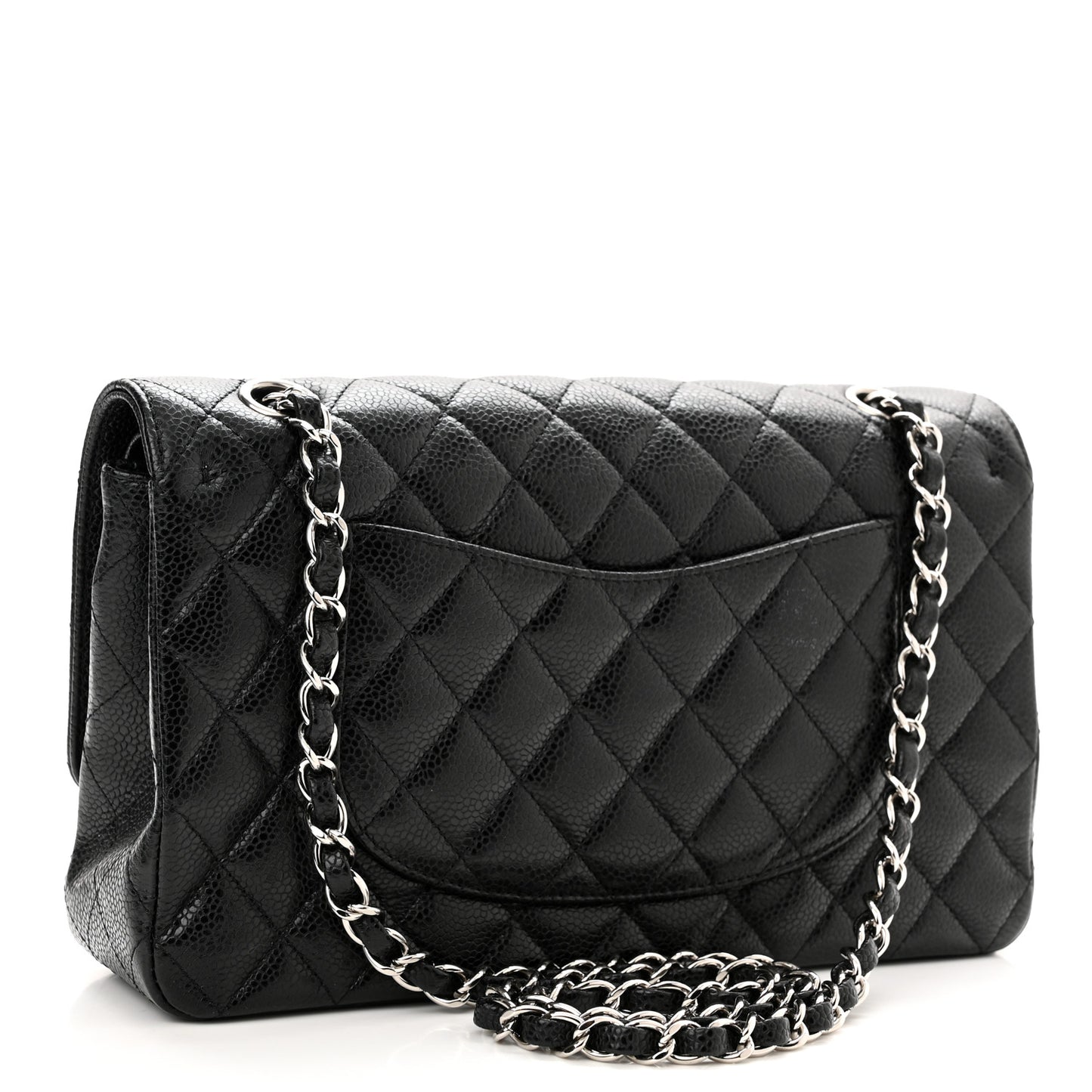 Caviar Quilted Medium Double Flap Black